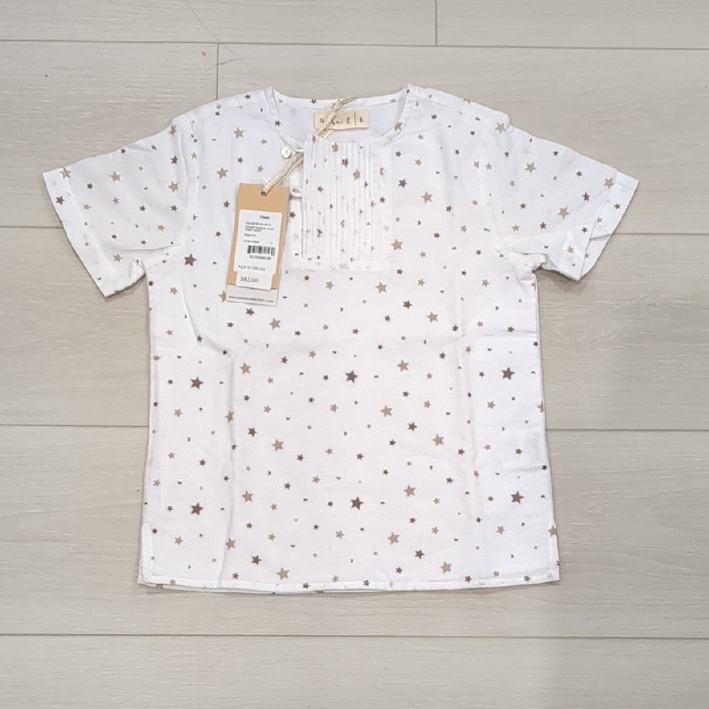 Kids White Star Print Shirt Slate Size 5 Kids Unisex